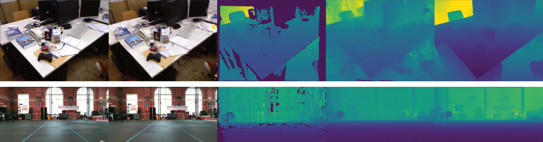 Rendering comparison: RGB and depth ground truth vs rendered
